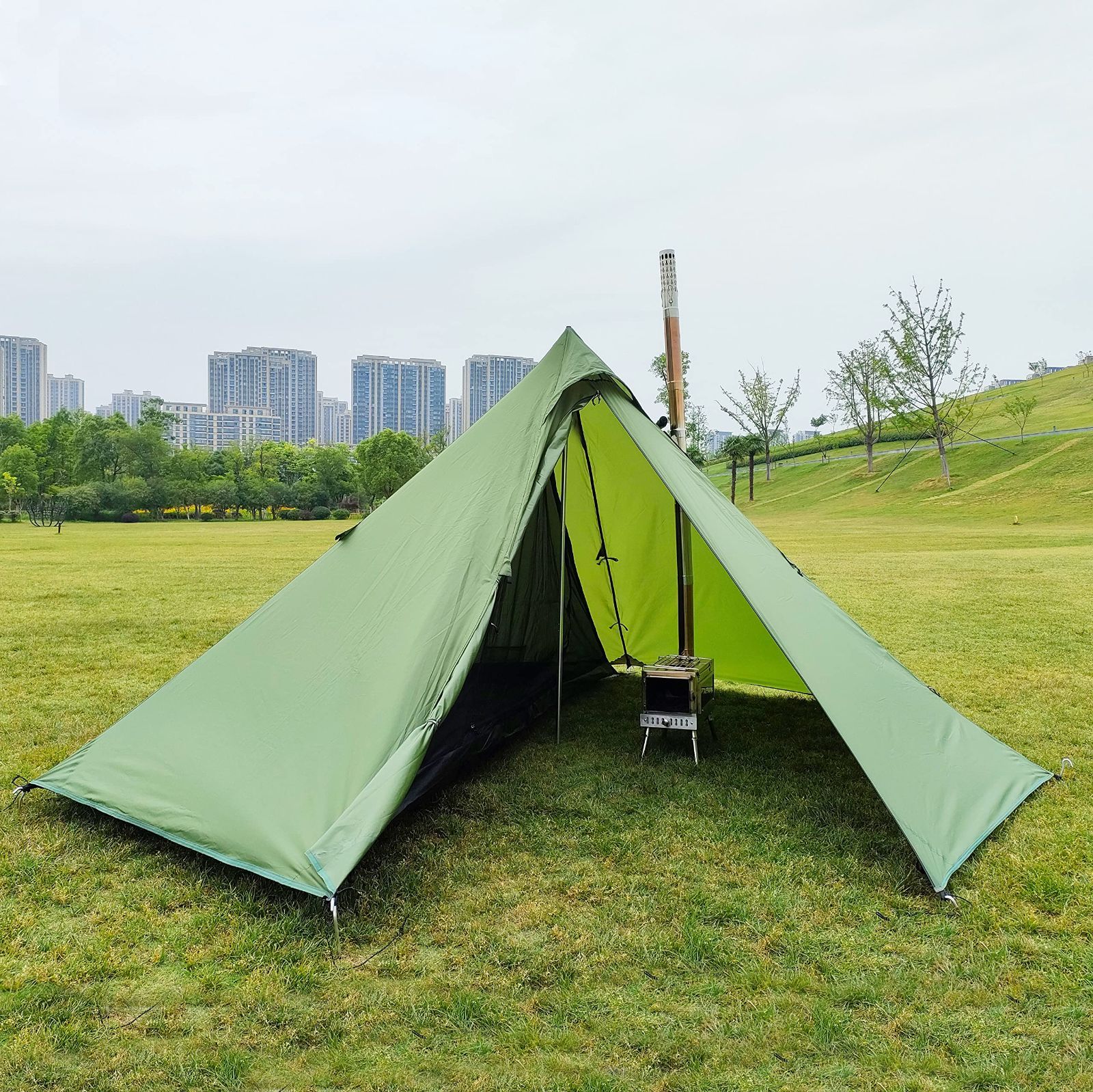 Longeek キャンプ テント 4 季節のバックパッキング熱いティピ 煙突穴  