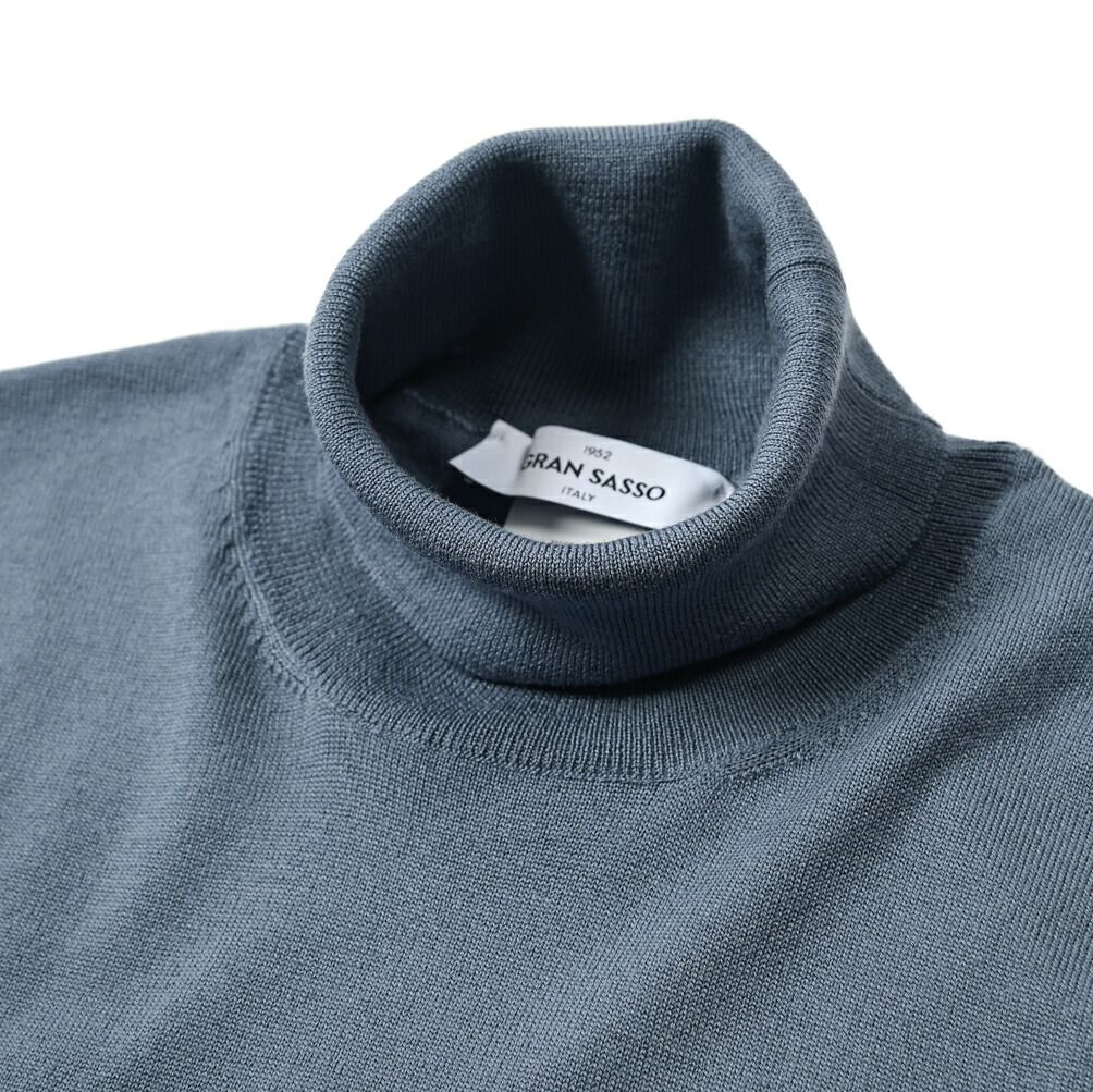 J7346 美品 グランサッソ 24AW タートルネックニット ブルー系 50