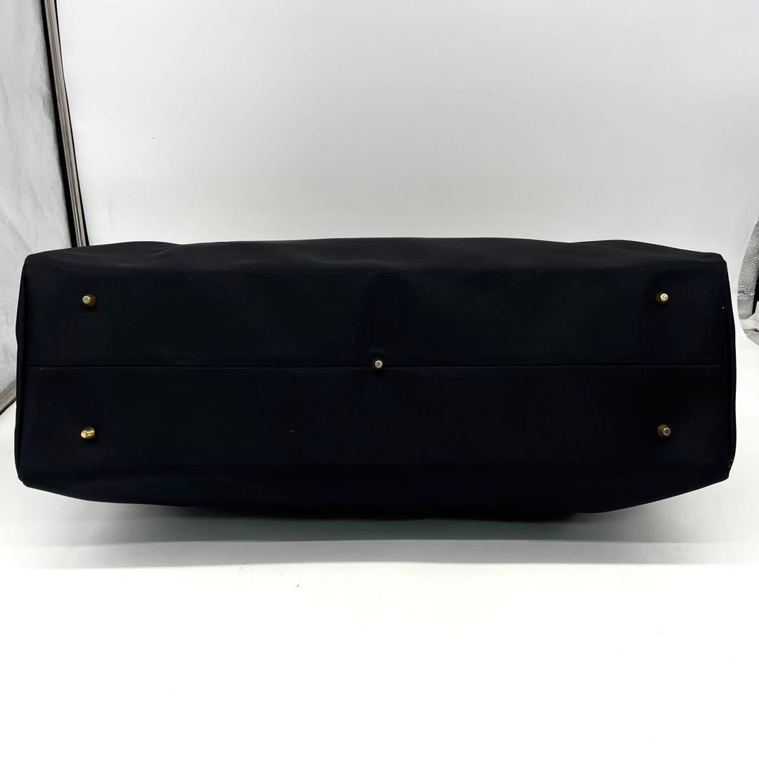 VERSACE サンバースト ナイロン レザー トートバッグ 肩掛け A4 黒色