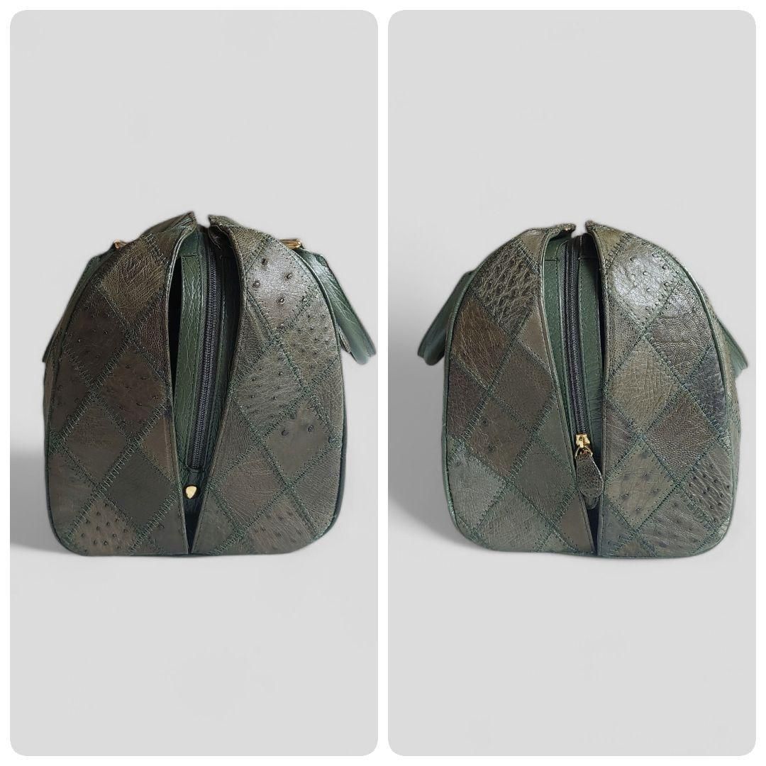 オーストリッチボストンバッグパッチワーク未使用品