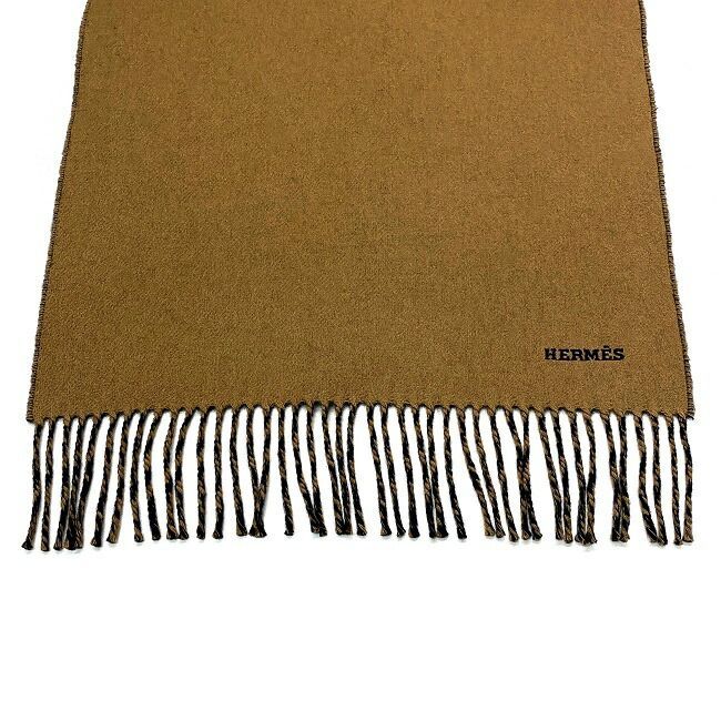 エルメス マフラー ネイビー ブラウン 美品 クリーニング済み カシミヤ
