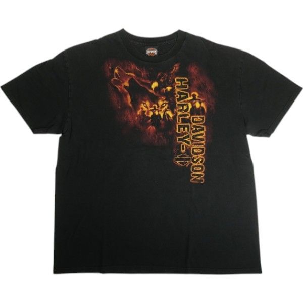 Size XXL VINTAGE ヴィンテージ Harley Davidson Wolf Dice Texas Tee Tシャツ 黒 -良い 20819489