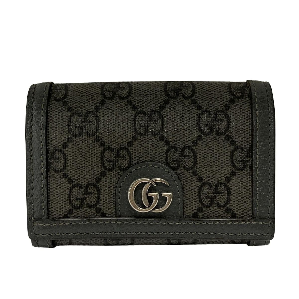 GUCCI グッチ 名刺入れ GGスプリーム 732025 グレー GG金具 レザー