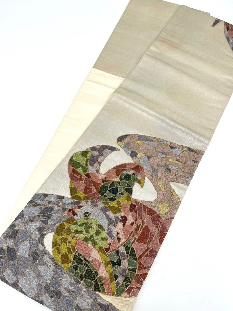 相良刺繍 袋帯 鳥 金糸 正絹 お太鼓柄 Q1188 - メルカリ