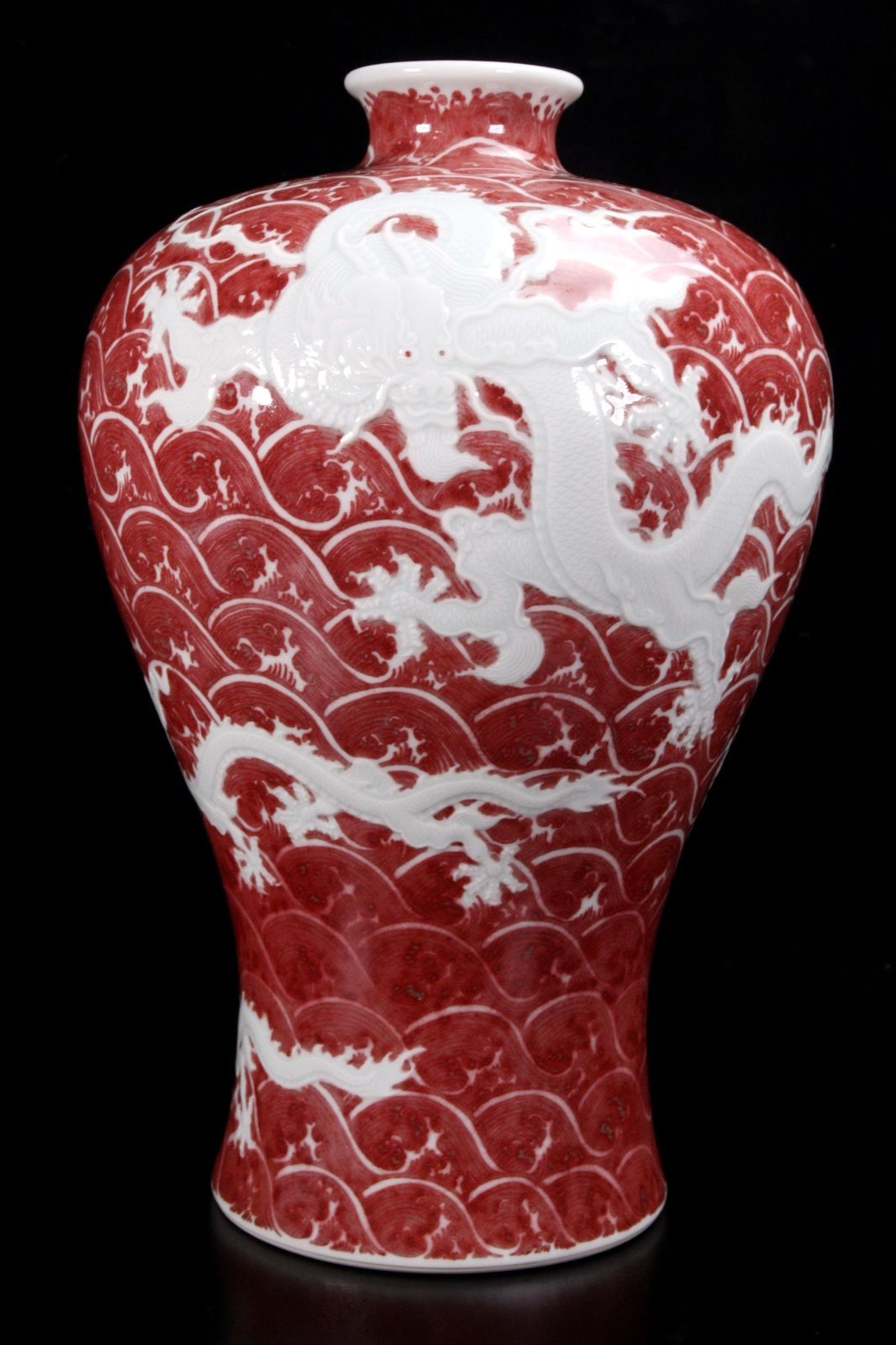 中国美術 清時代 清朝 辰砂 紅釉 色絵 小花瓶 花器 唐物 文房具