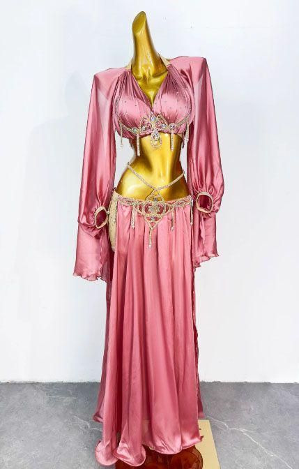 ベリーダンス衣装 ピンク ブラ＆スカートセット オーダーメイド