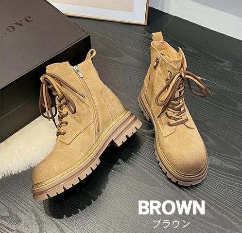 レースアップ ブーツ ショート レディース 秋冬 シューズ ムートンブーツ 歩きやすい ワークブーツ レザー スニーカー ショートブーツ シューズ撥水加工 防水性 耐滑 カウスエード カジュアルシューズ 大きいサイズ jiayan 01