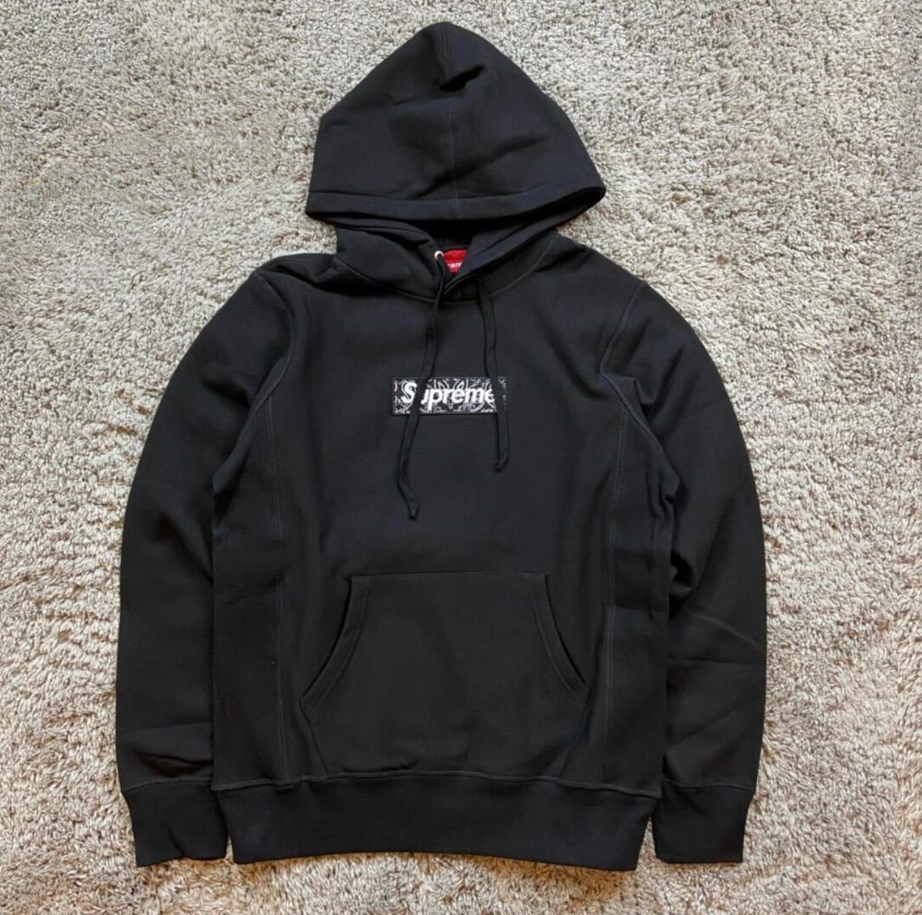 supreme bandana box logo hooded sweatブラック