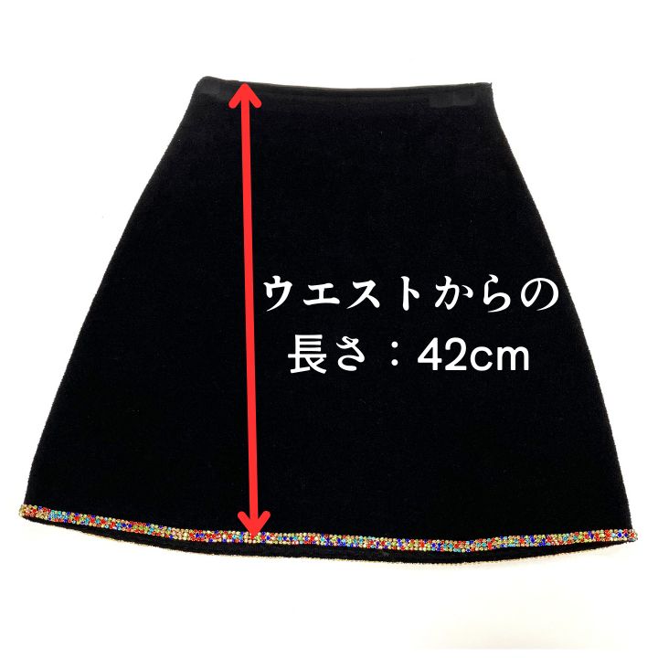 ビジュー装飾付き ブラックミニスカート