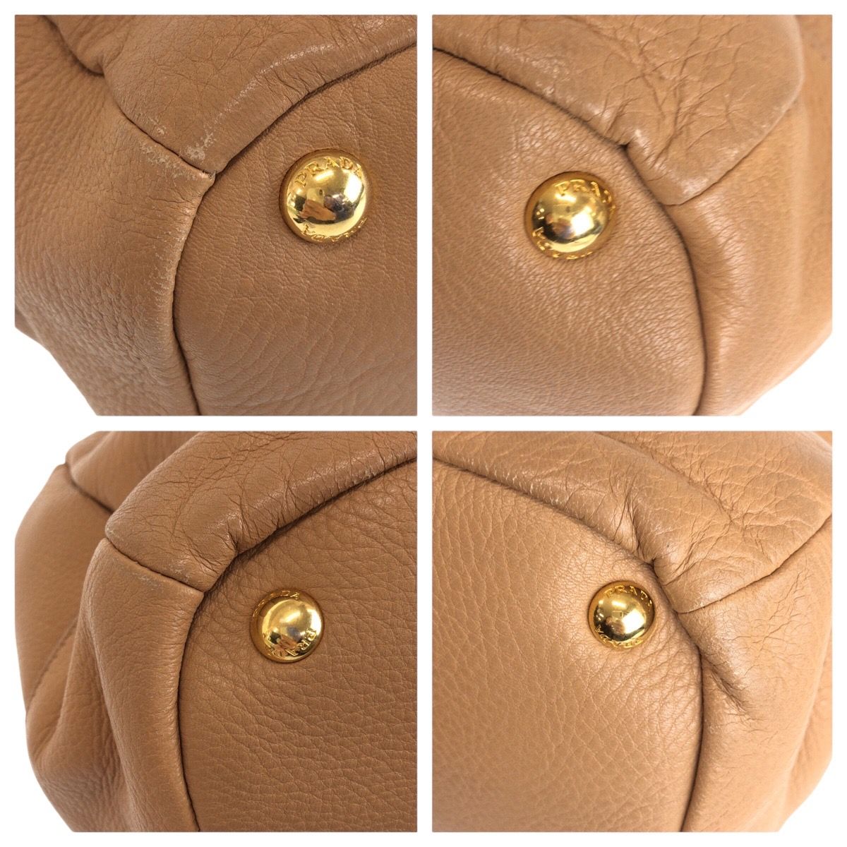 PRADA プラダ ベージュ ゴールド金具 レザー ショルダーバッグ  