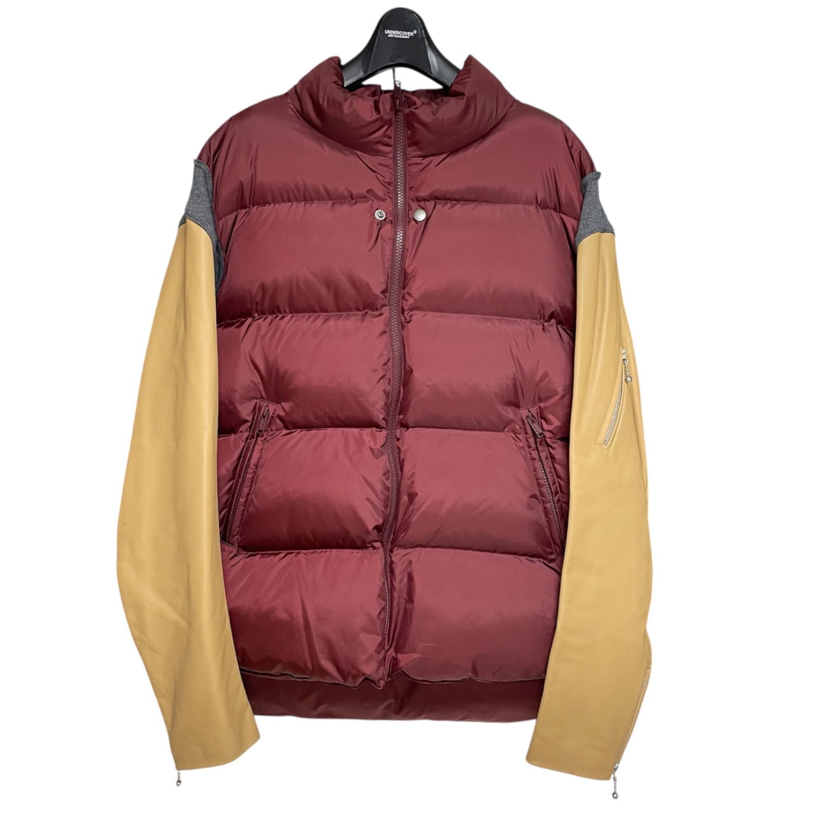 定価99000円 UNDERCOVER SHEEPSKIN SLEEVE DOWN JACKET UC2C9205-2 A.BORDEAUX サイズ５ アンダーカバー ダウンジャケット ダウン ボルドー JKT レザー シープスキン