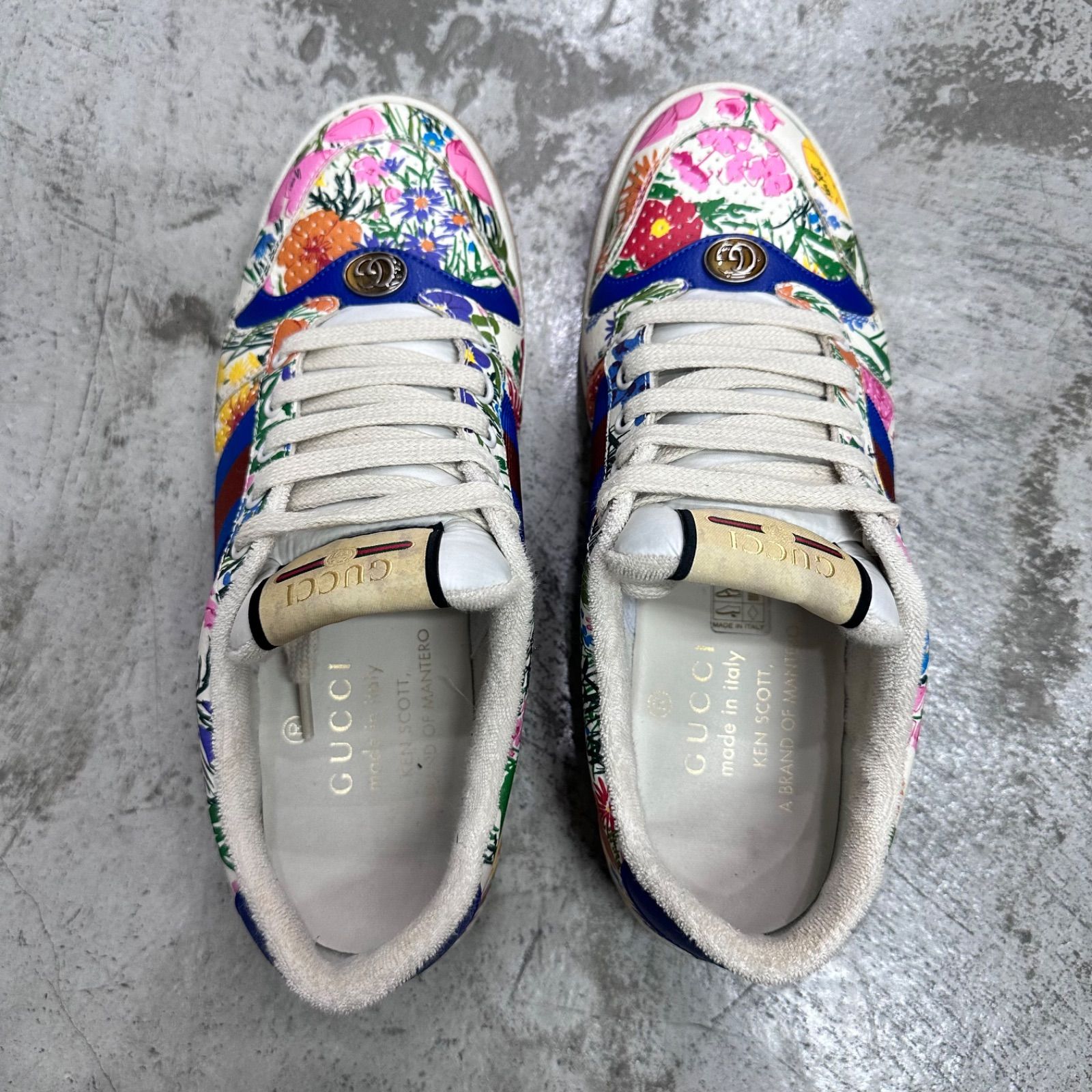 注目の新作♪【GUCCI】〔グッチ スクリーナー〕花柄 スニーカー 参考上代99000円 GUCCI KEN SCOTT スクリーナー 花柄 レザー