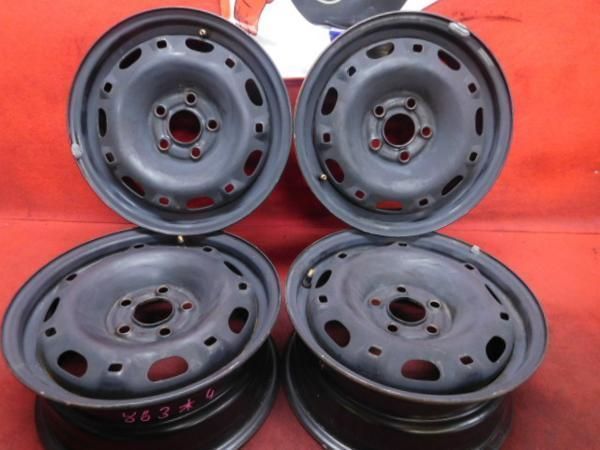 VW ワーゲン 純正 14インチ 6J +43 PCD100 アルミ 4本 (ポロ ルポ 中古 フォルクスワーゲン純正スチールホイール 14インチ 6J 5穴 100 +