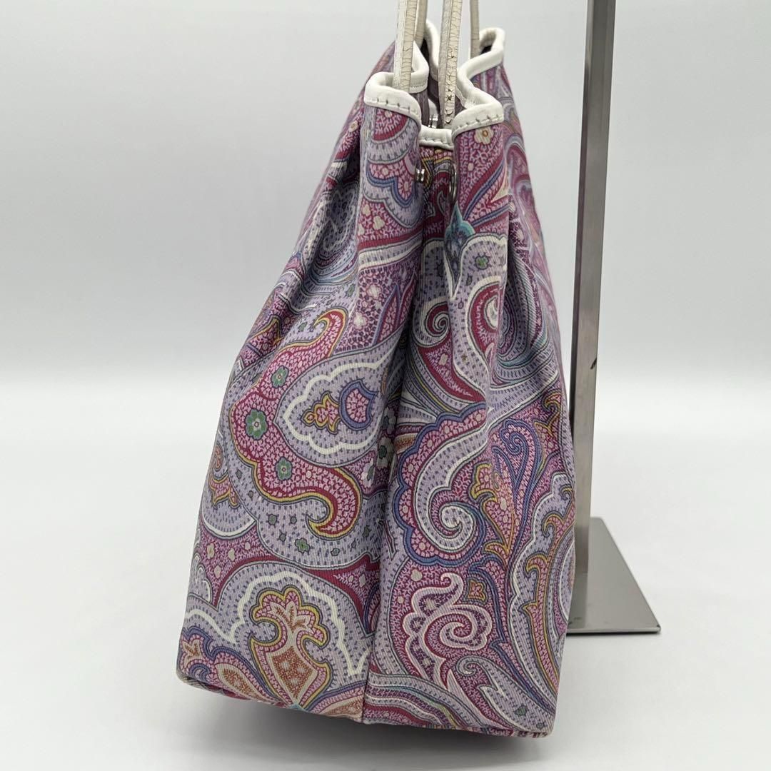良品】ETRO ペイズリー トートバッグ キャンバス レザー