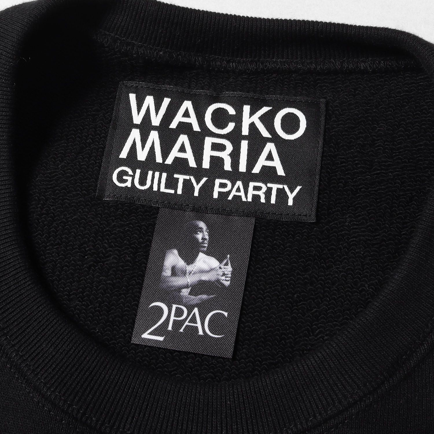 新品同様 WACKO MARIA ワコマリア スウェット 2PAC フォトプリント ヘビー クルーネック スウェットシャツ HEAVY WEIGHT  SWEAT SHIRT 23SS ブラック 黒 XL トップス トレーナー コラボ