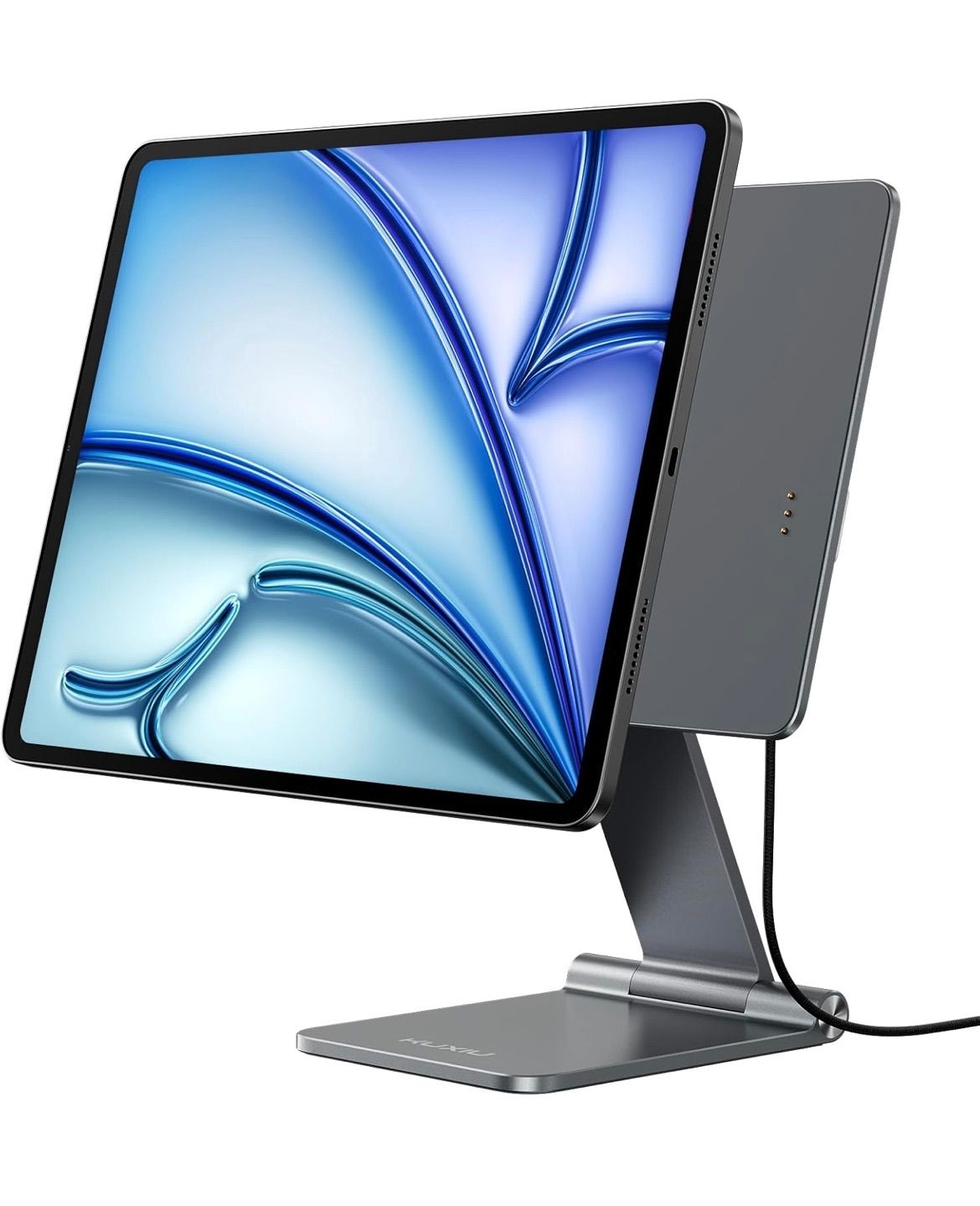 KU XIU X33 PRO MAX 2025年革新モデル iPad Pro 13インチ M4 対応 マグネット式アルミスタンド 折りたたみ式 ワイヤレス充電一体型 安定アームホルダー 高さ 角度 回転調整対応 絵描き 充電両用スタンド