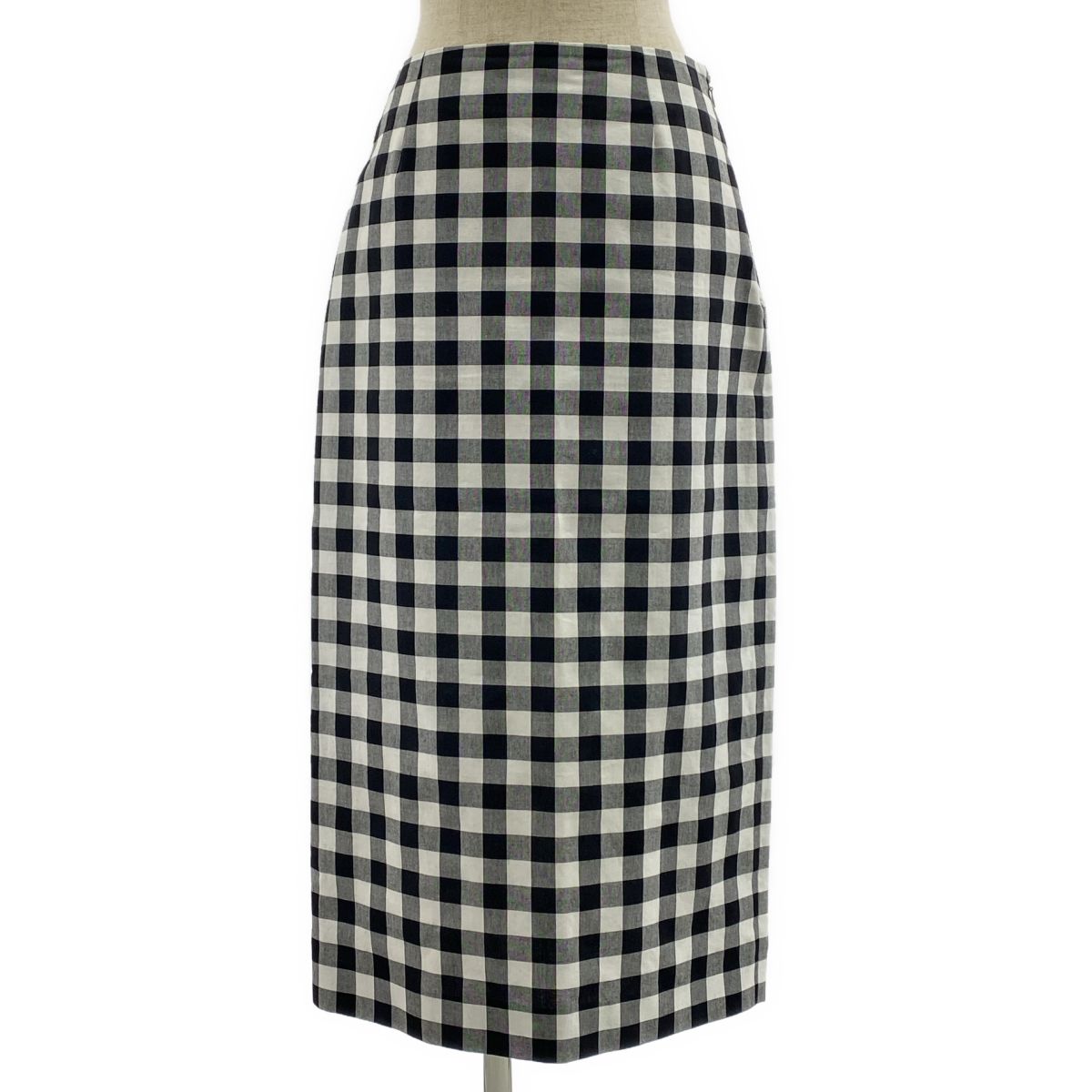 PRADA | プラダ | 2025SS | コットン チェック トライアングル スリット スカート | 38S | ブラック|ホワイト | レディース