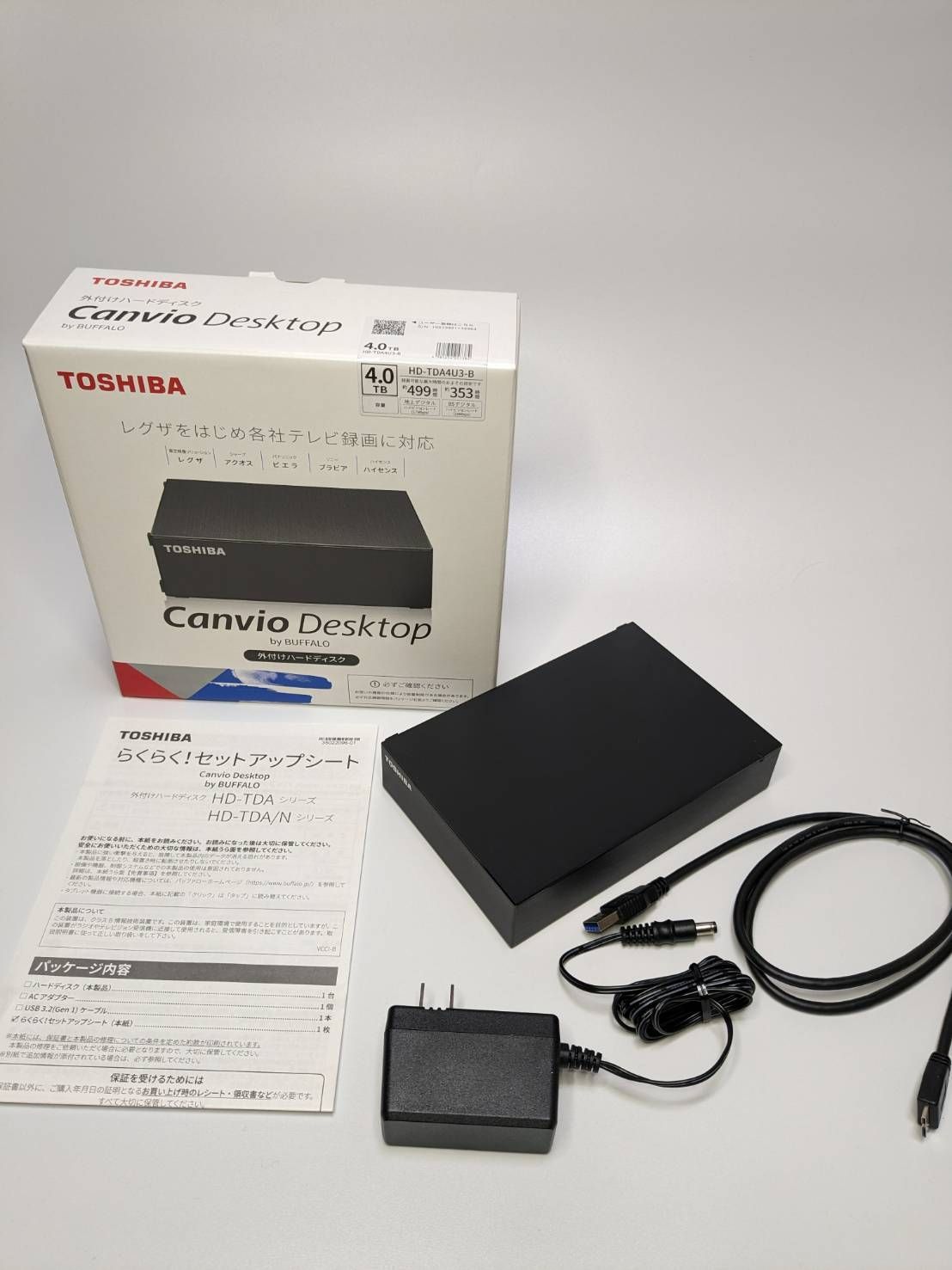 BUFFALO(バッファロー） 4TB HD-TDA4U3-B 外付けHDD USB-A接続 TOSHIBA