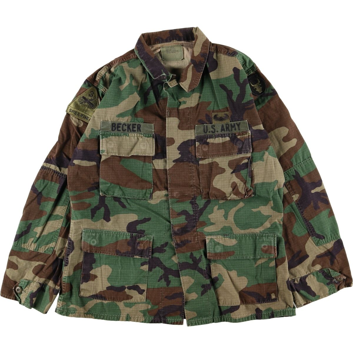 古着 93年納品 米軍実品 ウッドランドカモ リップストップ B.D.U ミリタリージャケット USA製 メンズM ヴィンテージ/eaa369484