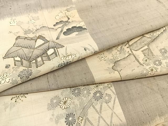 平和屋着物○生紬 市松風景文 正絹 逸品 BAAT0857yc - メルカリ 