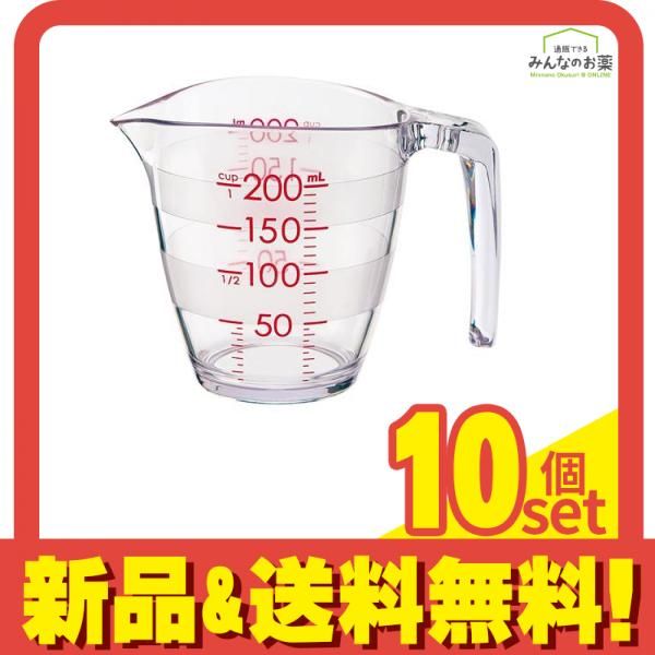 マーナ 目盛りが見やすい計量カップ K649CL クリア 200mL 10個セット