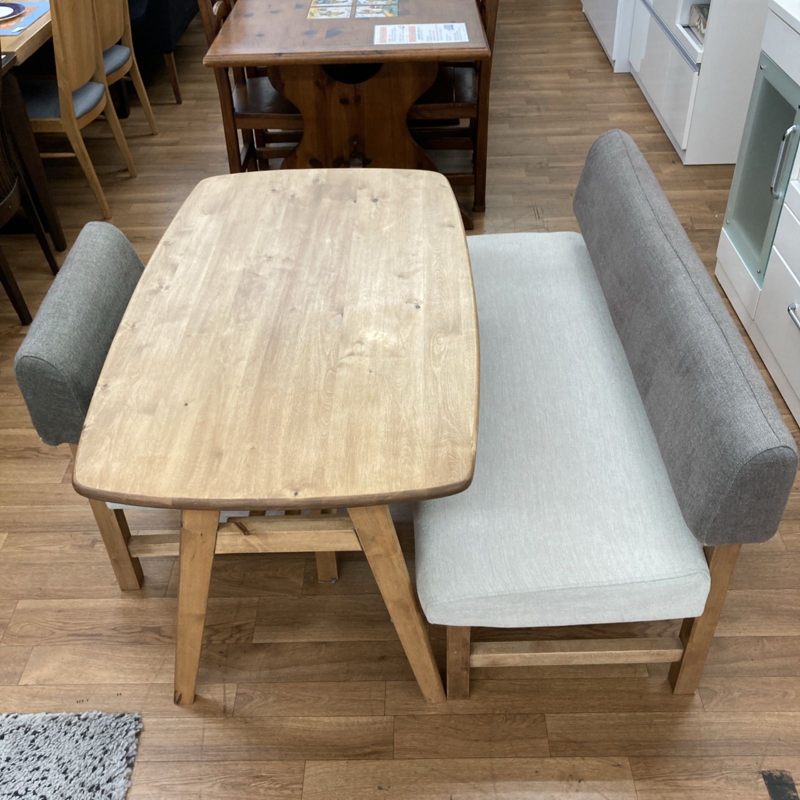 名古屋市近郊送料設置無料 S155 関家具 アマン ダイニング3点セット テーブル ナチュラル 北欧 無垢 木製 バーチ nora 120cm