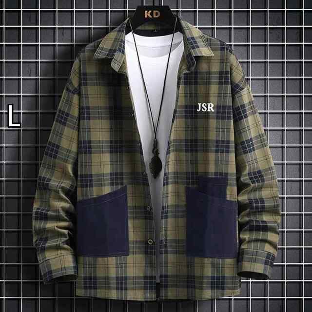  [L]メンズ ファッション 服 男性用 オシャレ シンプル 大人 かっこいい 大きいサイズ ストリート 紳士服 チェック柄 長袖 シャツ 綿 ジャケット シャツ カジュアル スタイル シャツ 長袖シャツ