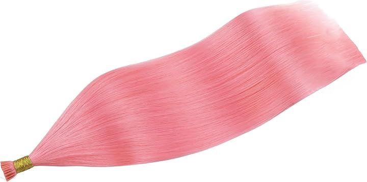 XUANHEFA 人毛 I TIP チップエクステ レミーエクステ カラー ウィッグ エクステンション 50本(L-pink, 20inch 50cm)