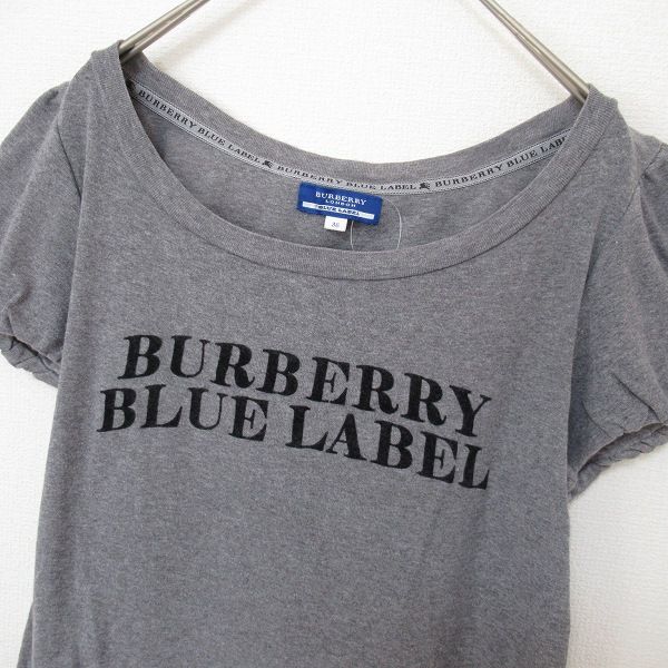 バーバリーブルーレーベル カットソー ワッフル 刺繍 ロゴ オフホワイト 38 美品 BURBERRY BLUE LABEL バーバリーブルーレーベル ワン