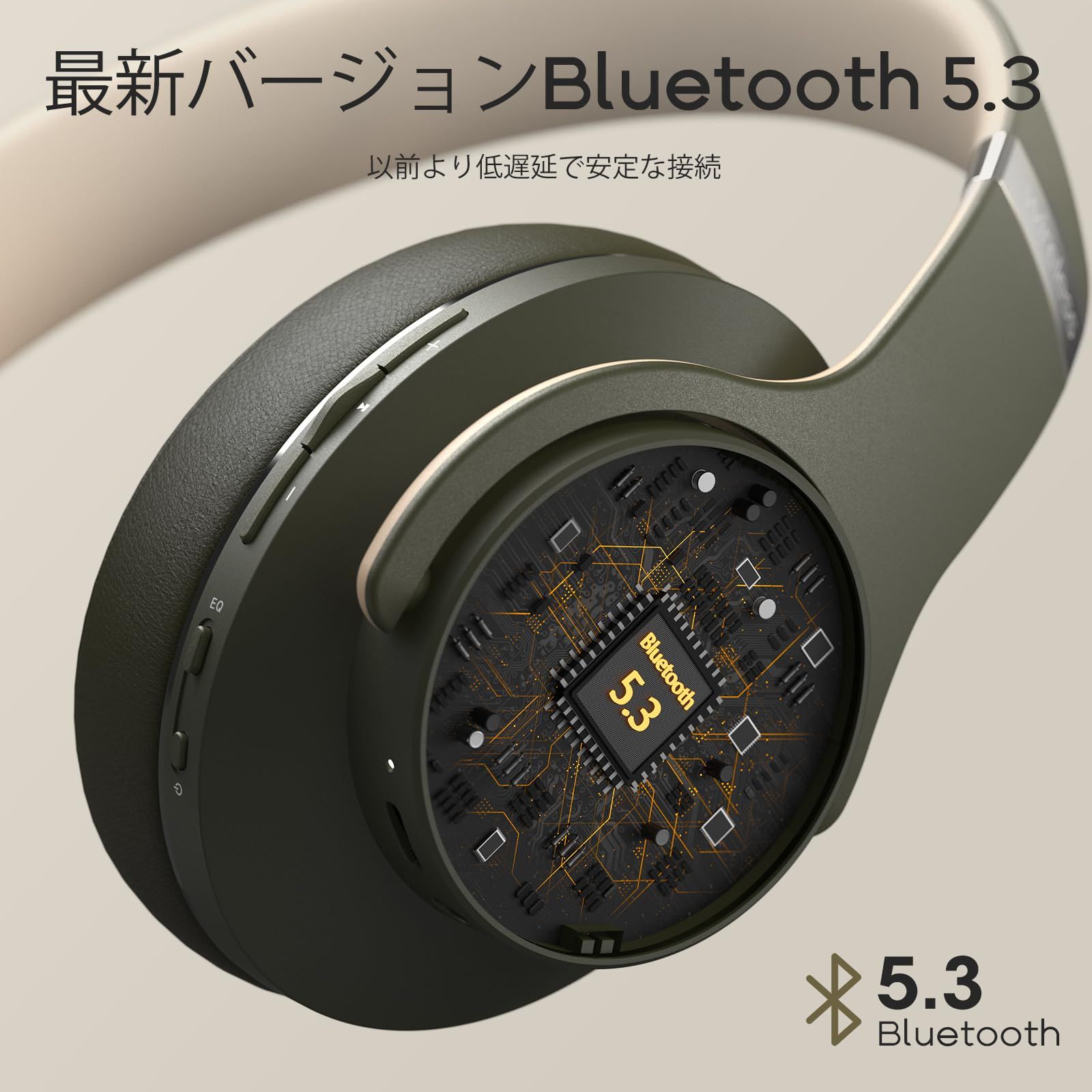 DOQAUS ドカアス ヘッドホン Bluetooth5.3 ワイヤレスヘッドホン 最大80時間連続再生 3EQサウンドモード オーバーイヤーヘッドホン マイク内蔵 有線対応 密閉型 メモリーフォーム 耳に優しい 携帯 パソコン ウォークマン対応 LIFE3