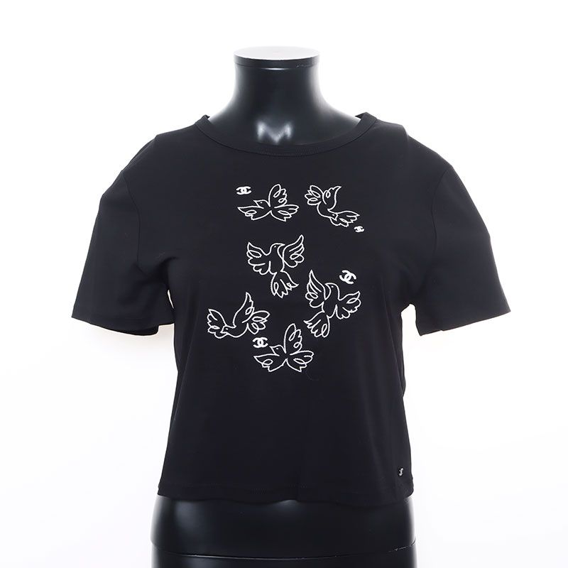 CHANEL シャネル 半袖Tシャツ 鳥 ココマーク 刺繍 Size:XS