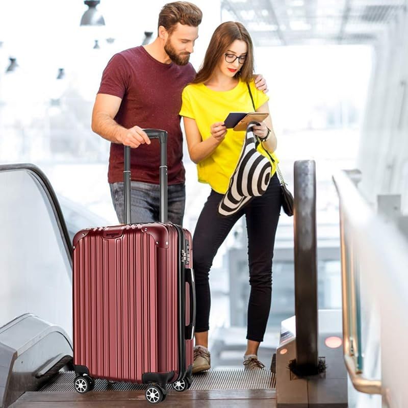 VARNIC スーツケース キャリーバッグ キャリーケース 超軽量 大型 静音 ダブルキャスター 耐衝撃 360度回転 TSAローク搭載 ファスナー式 旅行 ビジネス 出張 レッド Lサイズ 98L 7泊～長期旅行 0 WWW_NOITHATQUANGTHANH_NET