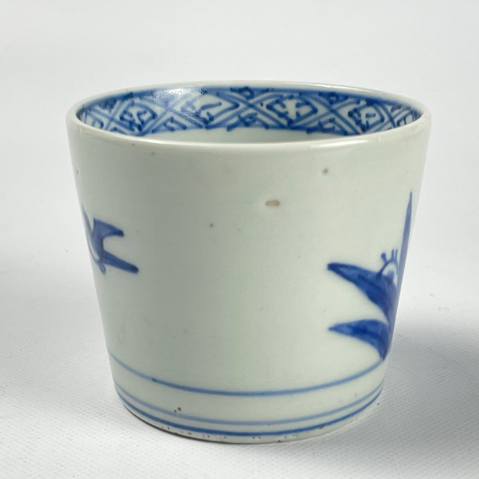 574 染付 鳥 手水鉢 古伊万里 伊万里焼 骨董 アンティーク 蕎麦猪口