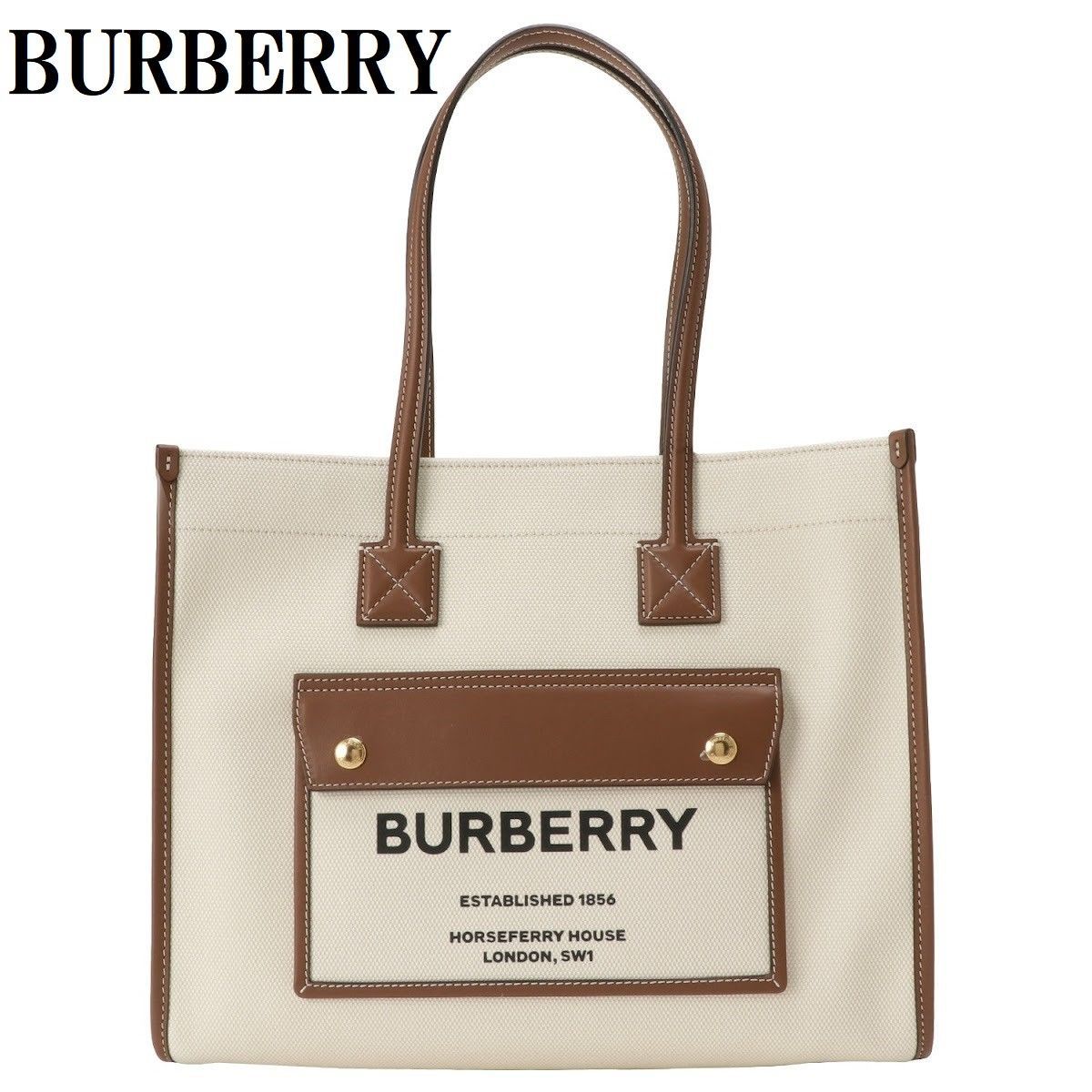 BURBERRY バーバリー キャンバス フレヤ トートバッグ ナチュラル