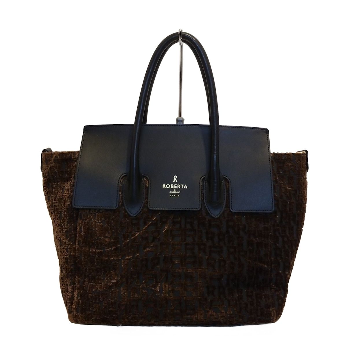 Roberta di camerino ロベルタ ディ カメリーノ ハンドバッグ - ダークブラウン×黒 レザー