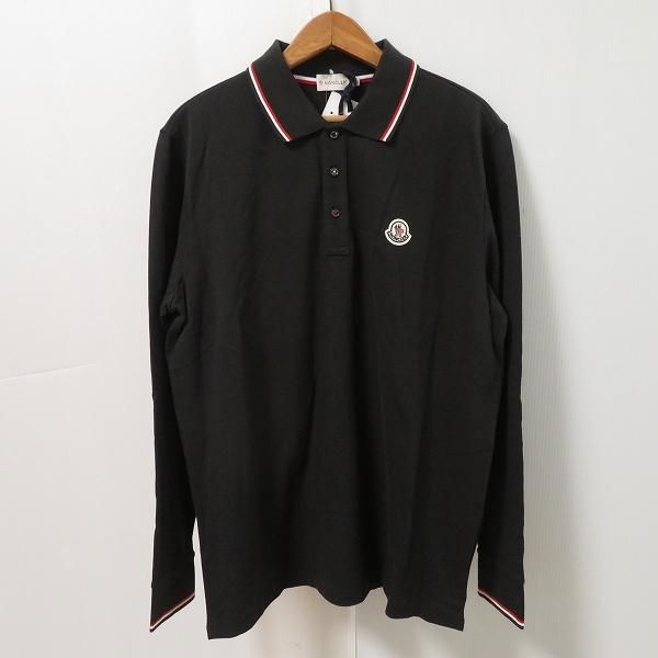 anc モンクレール Moncler ポロシャツ XL 黒 長袖 ワッペン ロゴ