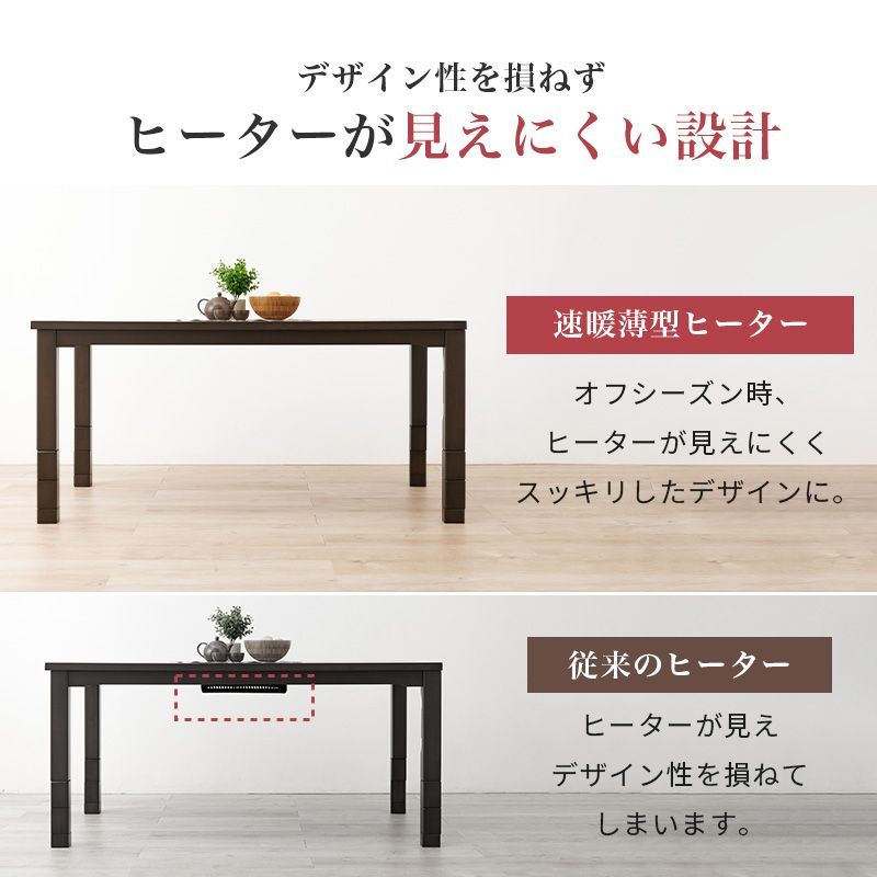 ダイニングコタツ 80×80cm 正方形 こたつ単品 高さ6段階調節の継ぎ脚 天然木 ナチュラル ヒーターが見えにくい設計 おしゃれ シンプル KOT- 7311-80 OA - メルカリ