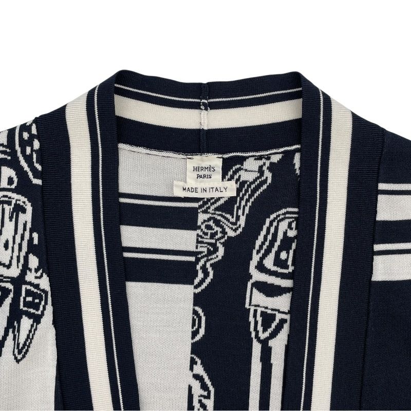 ★HERMES★今季★美品★En Desordre Finesse★シルクニット New S24 Hermes En Desordre Finesse Long Silk Knit Dress Navy