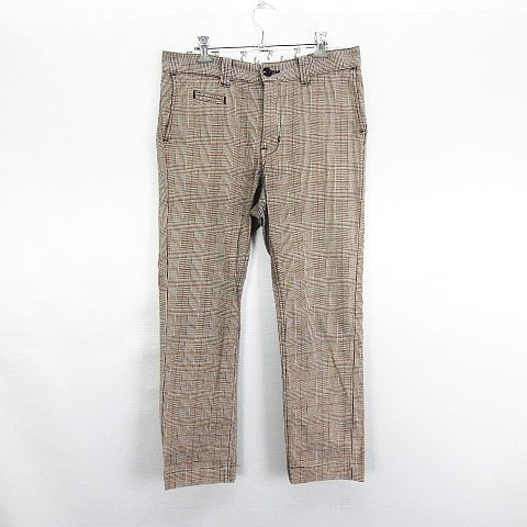 リー LEE パンツ ボトムス スリム ストレート グレンチェック シンチバック ストレッチ M ブラウン系 ※EKM