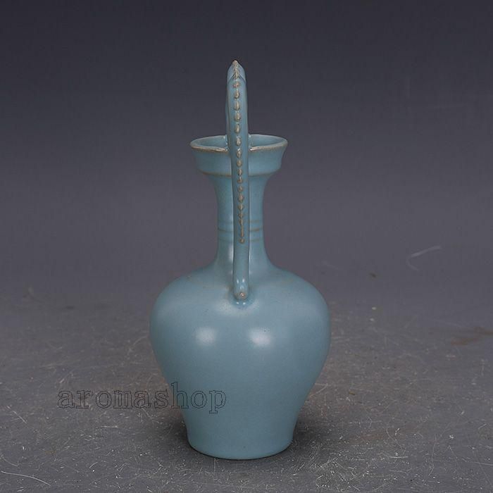 宋汝窯手製青釉支釘双龍尊瓶 景徳鎮 陶磁器 装飾品 現代工芸品 美術品 置物 宋汝窯手製青釉支釘双龍尊瓶 景徳鎮 陶磁器 装飾品 現代工芸品