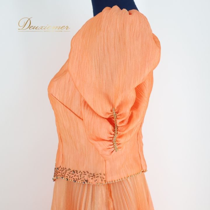 パーティドレス ワンピース ドレス オレンジ系 ラインストーン ビーズ  