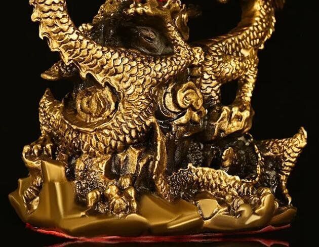 純銅双龍戯珠置物