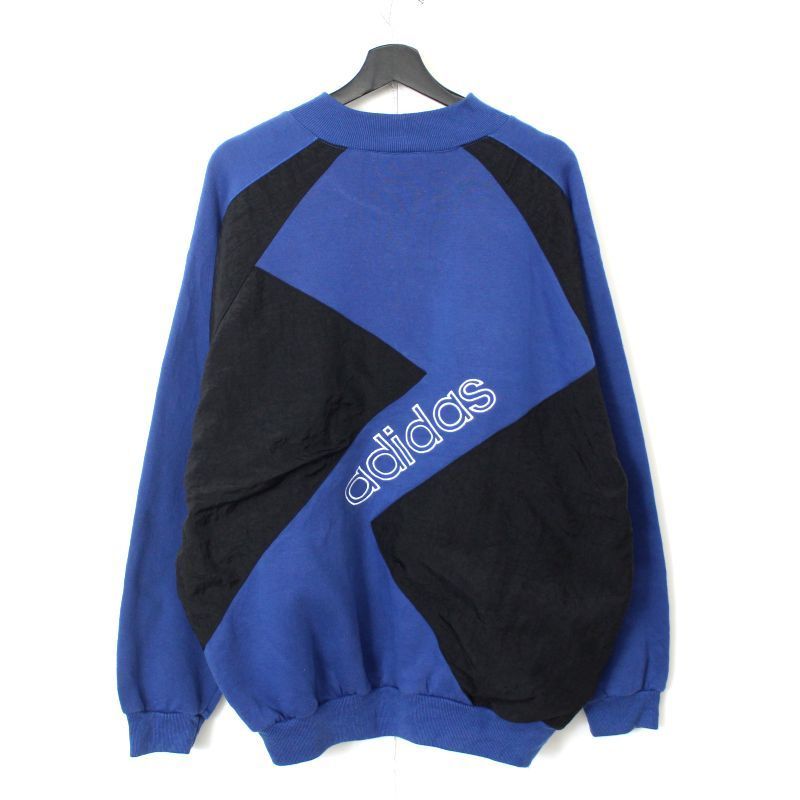 90s adidas ナイロン切り替え スウェット 古着 90s adidas トレフォイル 刺しゅう ナイロン 切替 ポケット