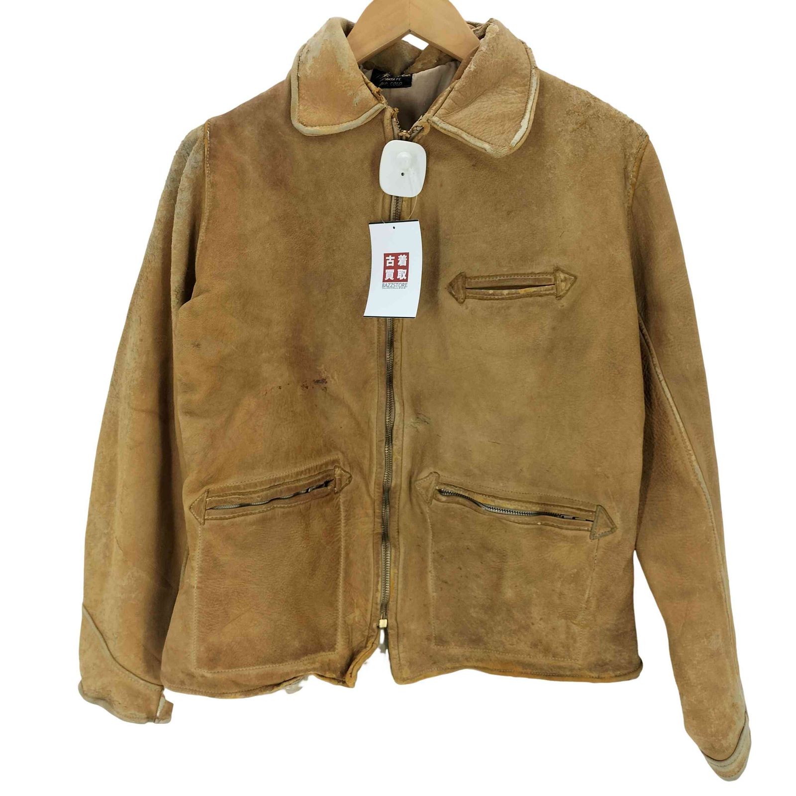 ユーズドフルギ 古着 pueblo fur co 40S レザージャケット talon ジップ メンズ 表記無