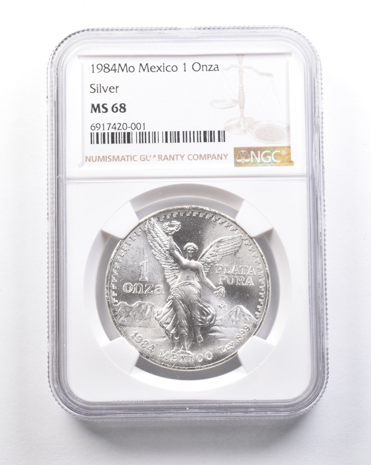 1984 Mo メキシコ 1 オンザ シルバー リベルタード MS68 NGC *5273