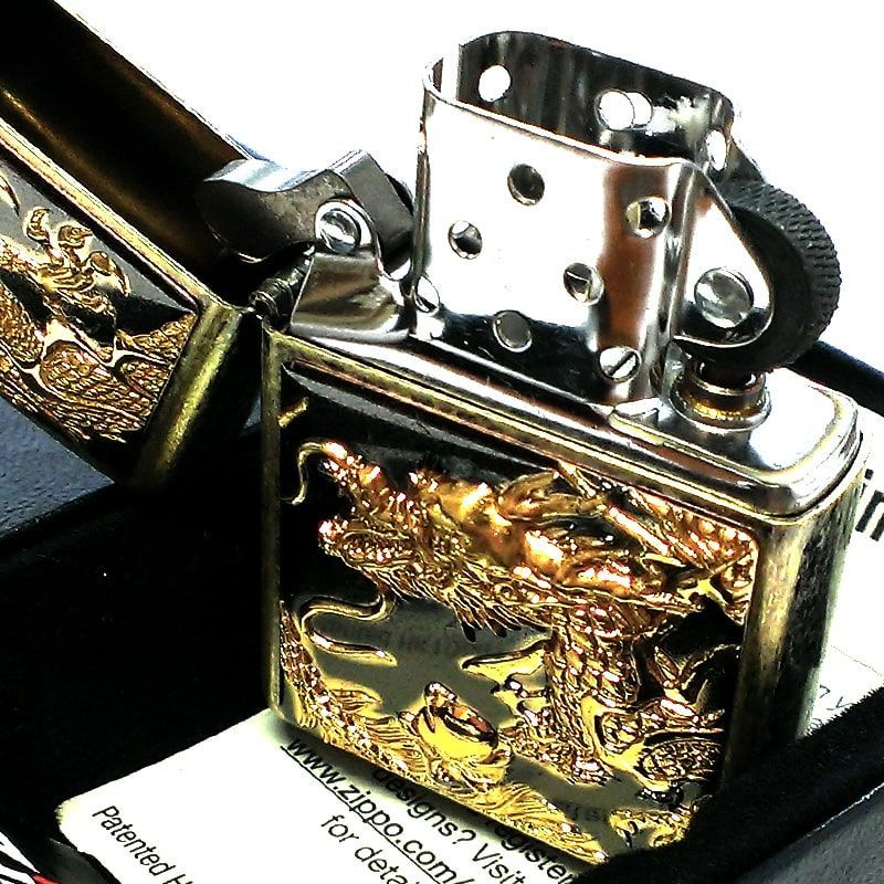 ZIPPOライター 金龍 ドラゴン 3D 和柄 電鋳板 ジッポ かっこいい