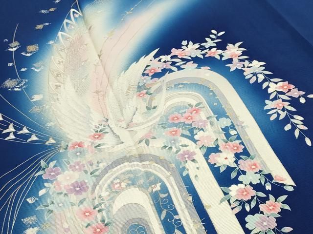 平和屋着物▽訪問着 単衣 手描き 風景文 暈し染め 正絹 逸品