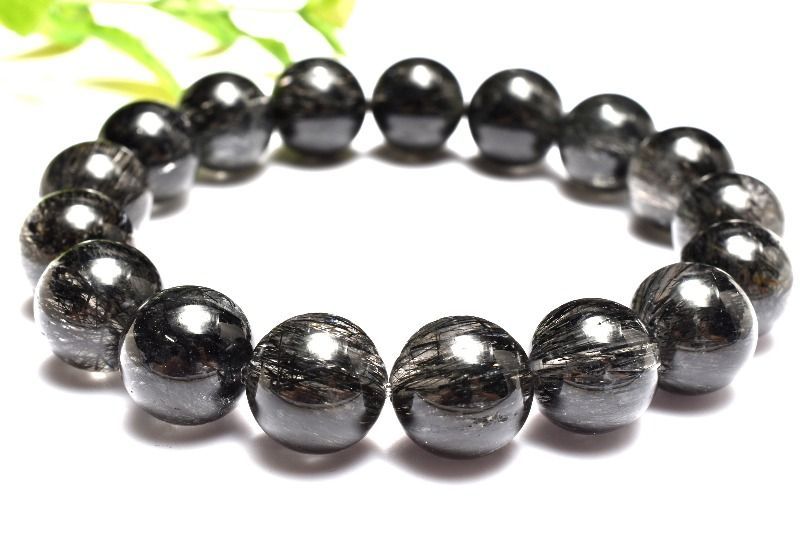 １点物 濃密内包 ブラックトルマリンインクォーツ 12.5mm ブレスレット パワーストーン 天然石 _MB158