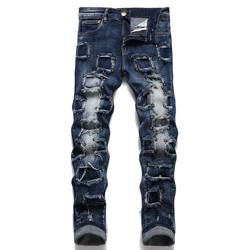 メンズ デニムパンツ 個性ジーンズ  ジーパン ダメージ加工 ストレッチパン大きいサイズあり