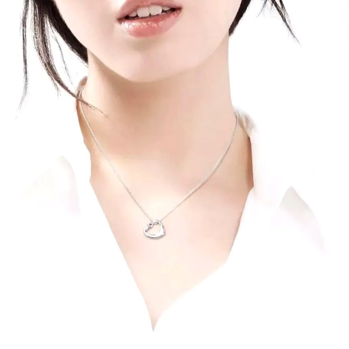 美品✨Tiffanyティファニーオープンハートネックレスピンクサファイア 